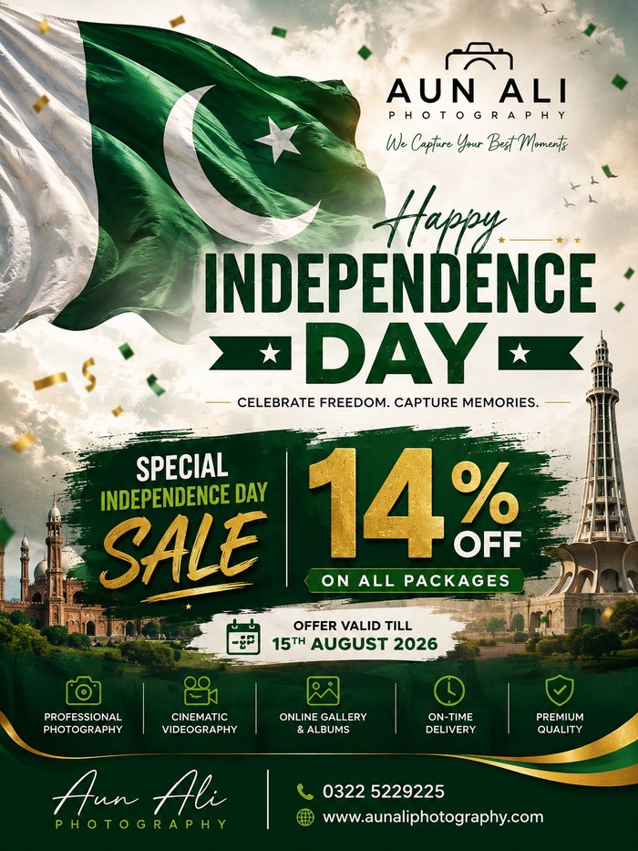 Independence Day Sale — 14% off all packages, valid till 15th August 2026